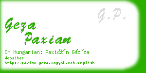 geza paxian business card